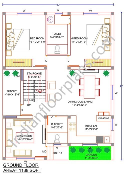 North Facing House Vastu Plan 30x40 Indian Floor Plans