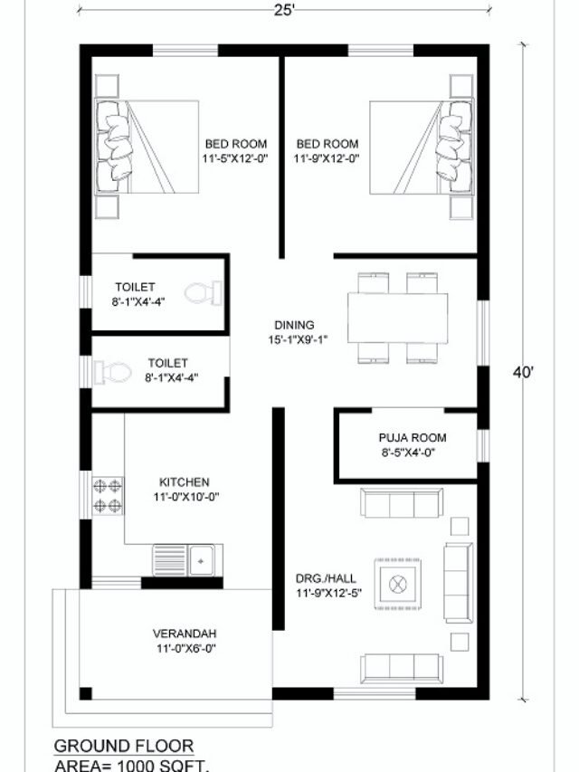 25 x 40 House Plan