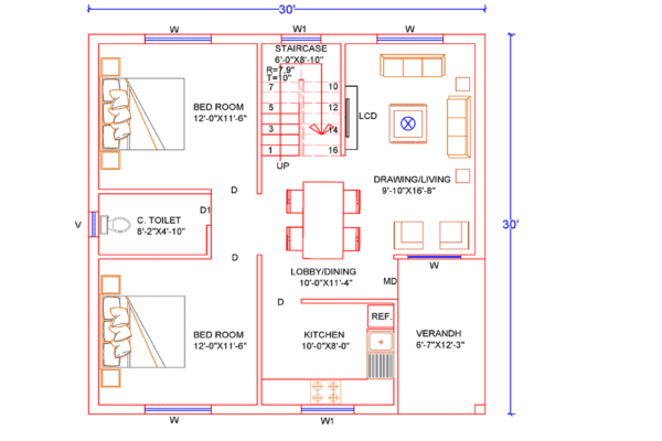 2 BHK - Indian Floor Plans