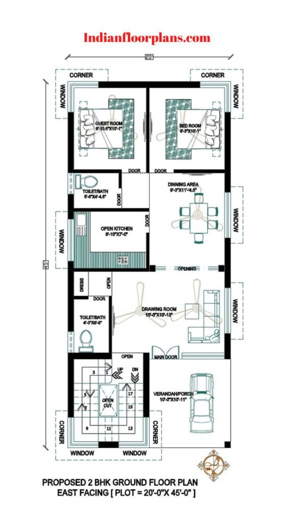 40 45 House Plan South Facing With Car Parking