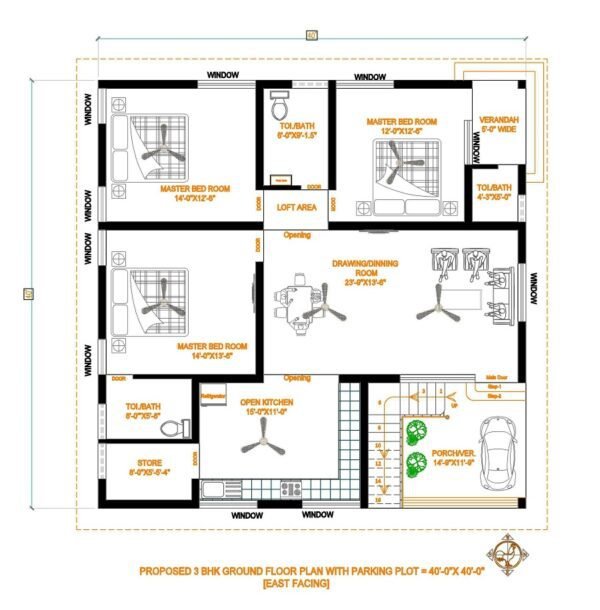 40x40 House Plans - Indian Floor Plans