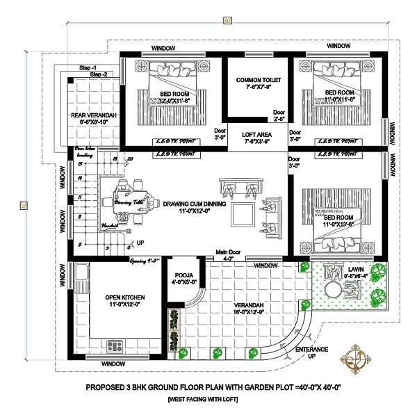 40x40 House Plans - Indian Floor Plans