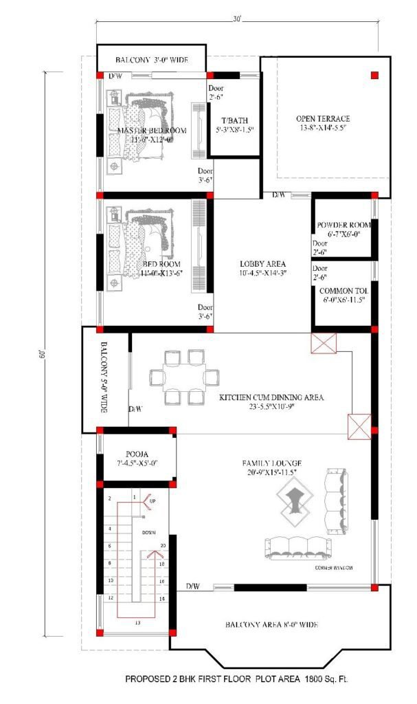 30*60 feet Duplex first Floor House Plan 