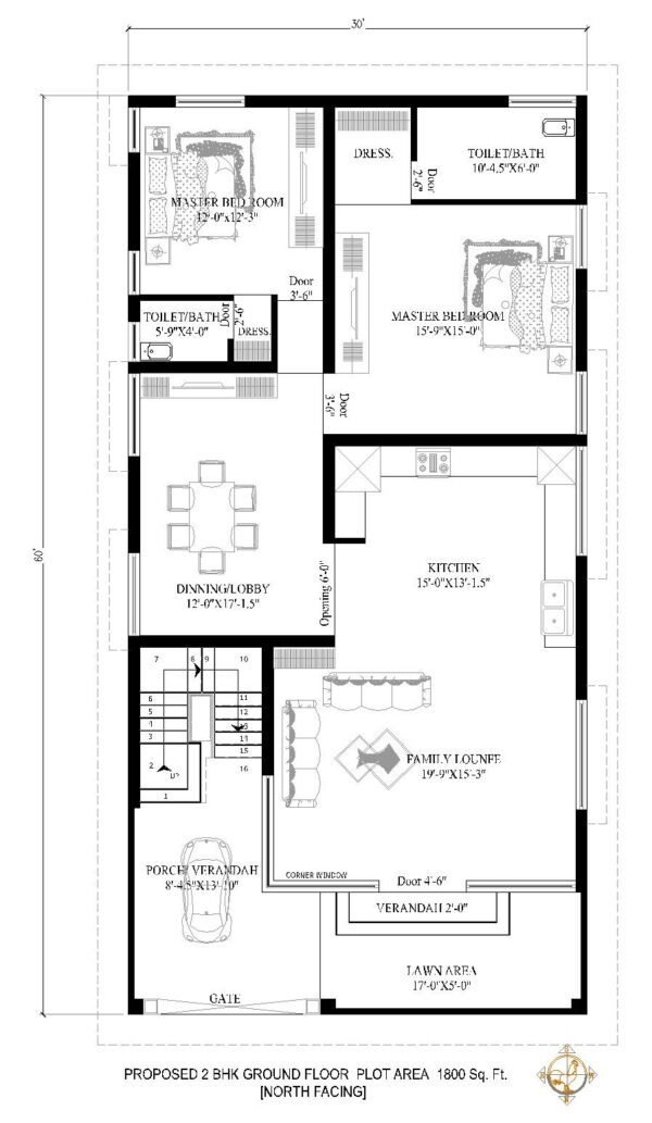 30x60 House Plan| 1800 Sqft House Plans - Indian Floor Plans