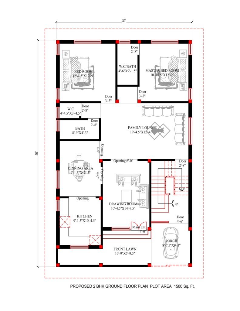30x50 Ground Floor House Plan 