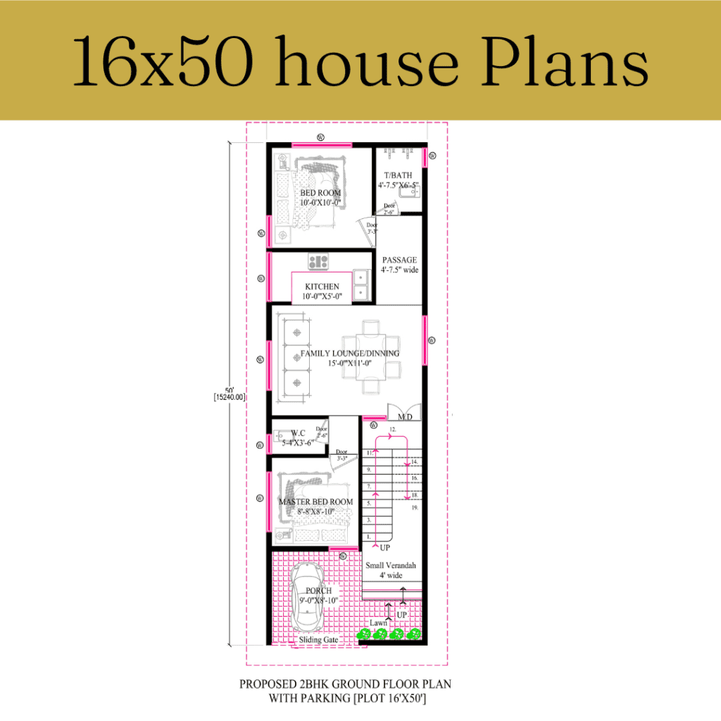 16x50 House Plans